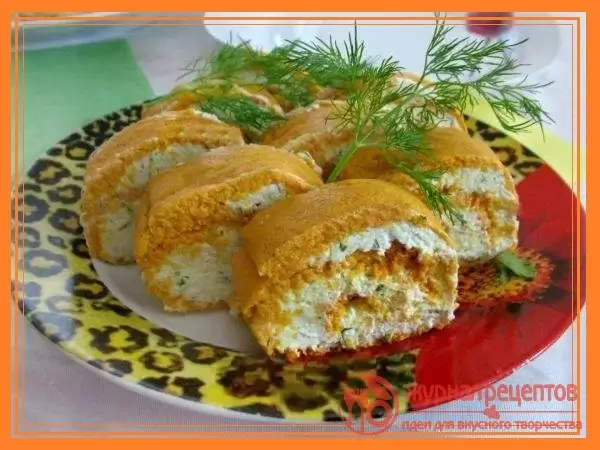 Фото с (Овощной рулет с творогом и зеленью - рецепт без муки)