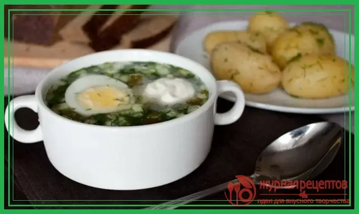 Фото с (Летний холодный щавелевый суп с огурцом и картофелем)